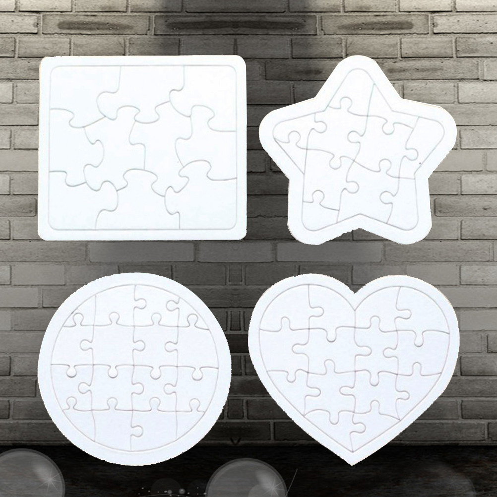 Puzzle Blank White - 4개입 빈 조각 퍼즐 어린이 창의력